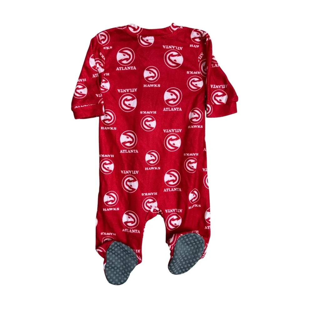NBA Atlanta Hawks Infant Footed Sleeper Red Fleece Pajamas 0-3M NEW